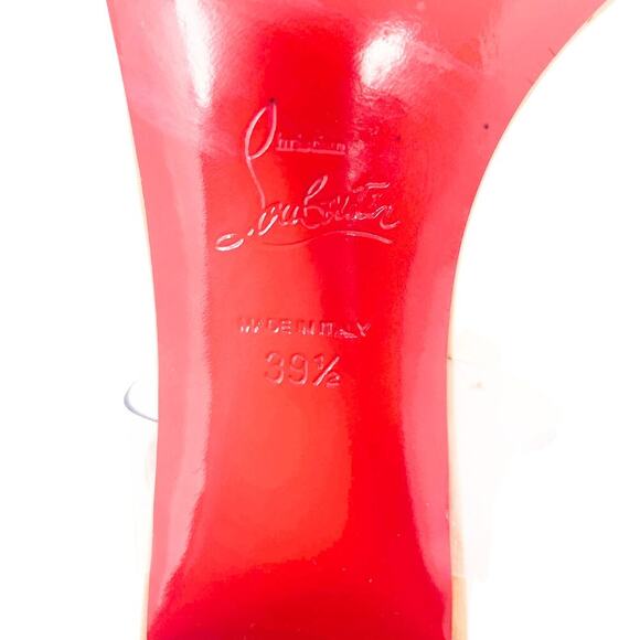 NEW Christian Louboutin Shoes Heels Sandals Corinne 55 Beige Stud Nude 39.5 - Picture 8 of 9